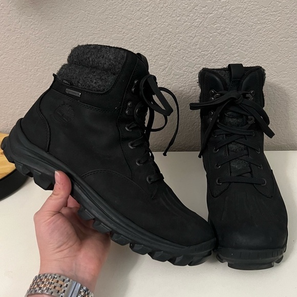 Timberland‎ | Men’s Black Chillberg Waterproof Leather Boots Sz 7 - Picture 1 of 6